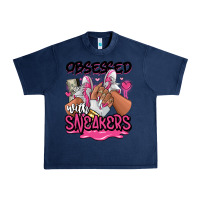 Navy Obsessed with sneakers pink afro woman Urban Heavy Tee - RanaPortraitStore