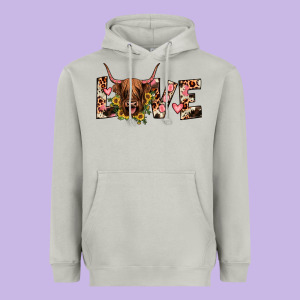 Highland Cow Love Heavyweight Hoodie Designed By Jahusdesignshop