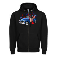 Black 4th of July American flag truck Zipper Hoodie - Neo Western