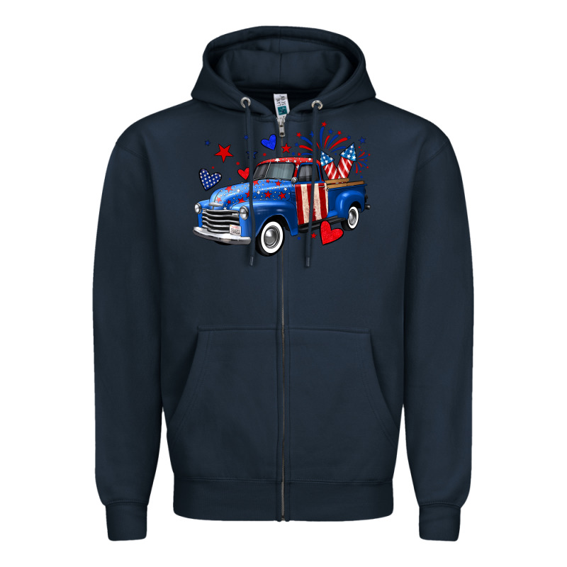 4th Of July American Flag Truck Zipper Hoodie by Neo Western | Teevron