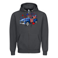 Smoke 4th of July American flag truck Zipper Hoodie - Neo Western