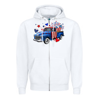 White 4th of July American flag truck Zipper Hoodie - Neo Western