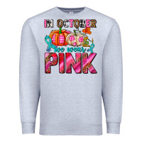 Heather Grey in october we wear pink with pumpkins Premium Sweatshirt - AdoDesignShop