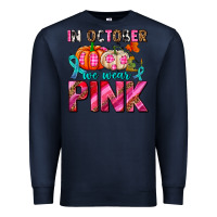 Navy in october we wear pink with pumpkins Premium Sweatshirt - AdoDesignShop