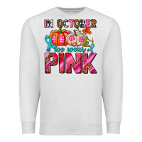 Oatmeal Heather in october we wear pink with pumpkins Premium Sweatshirt - AdoDesignShop