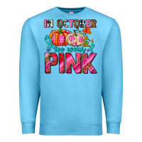 Ocean Blue in october we wear pink with pumpkins Premium Sweatshirt - AdoDesignShop
