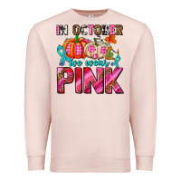 Pale Pink in october we wear pink with pumpkins Premium Sweatshirt - AdoDesignShop