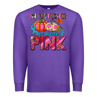 Purple in october we wear pink with pumpkins Premium Sweatshirt - AdoDesignShop