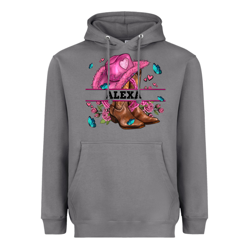 Pink Costom Name Cowgirl Hat And Roses Heavyweight Hoodie by AdoDesignShop | Teevron