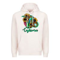 Pale Pink Capricorn Zodiac Sign Sunflower Leopard Serape Premium Hoodie - RanaPortraitStore