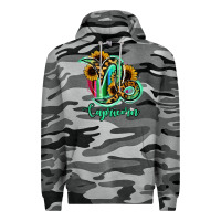 Slate Camo Capricorn Zodiac Sign Sunflower Leopard Serape Premium Hoodie - RanaPortraitStore