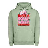 Pigment Oil Green have a holly dolly christmas Urban Hoodie - MaliasSmallBusiness