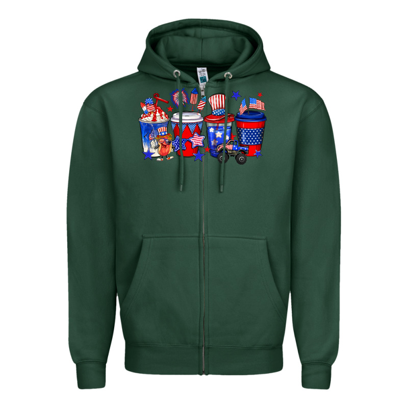 4th Of July Coffee Drinks Zipper Hoodie by Neo Western | Teevron