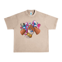 French Oak Pink and blue sneaker girl Urban Heavy Tee - RanaPortraitStore