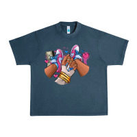 Midnight Navy Pink and blue sneaker girl Urban Heavy Tee - RanaPortraitStore