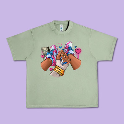Pink And Blue Sneaker Girl Urban Heavy Tee Designed By Ranaportraitstore