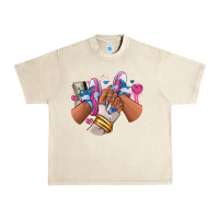 Sandshell Pink and blue sneaker girl Urban Heavy Tee - RanaPortraitStore