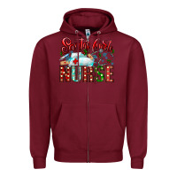 Burgundy santa is favorite nurse Zipper Hoodie - CowhideDigitalArt