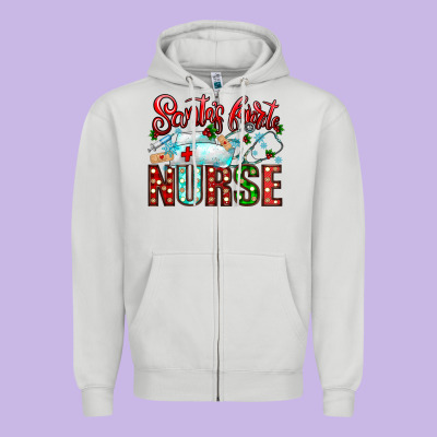Santa Is Favorite Nurse Zipper Hoodie Designed By Cowhidedigitalart