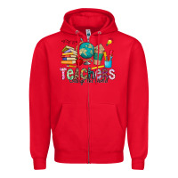 Red Teachers Change The World Zipper Hoodie - CowhideDigitalArt