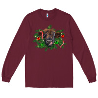 Burgundy Christmas highland calf Long Sleeve Tee - RanaPortraitStore