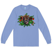 Colony Blue Christmas highland calf Long Sleeve Tee - RanaPortraitStore