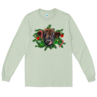 Matcha Christmas highland calf Long Sleeve Tee - RanaPortraitStore