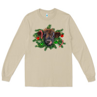 Mushroom Christmas highland calf Long Sleeve Tee - RanaPortraitStore