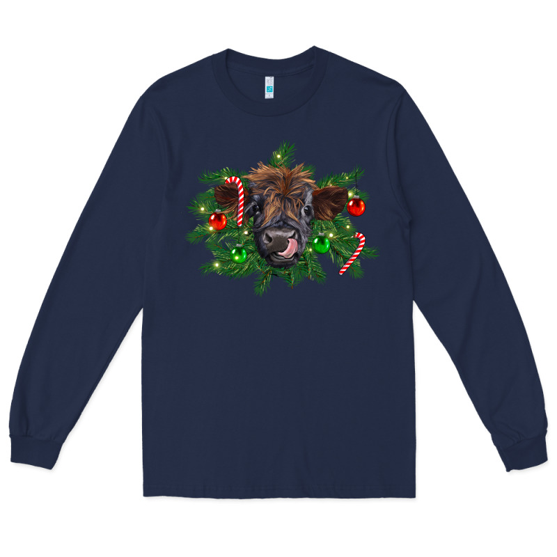 Christmas Highland Calf Long Sleeve Tee by RanaPortraitStore | Teevron