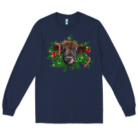 Navy Christmas highland calf Long Sleeve Tee - RanaPortraitStore