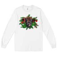 White Christmas highland calf Long Sleeve Tee - RanaPortraitStore