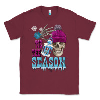 Burgundy tis the season winter skull Classic Tee - FaDigitalArtStudio