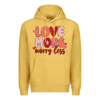 Antique Gold love more worry less Premium Hoodie - MaliasSmallBusiness