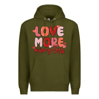 Army Green love more worry less Premium Hoodie - MaliasSmallBusiness