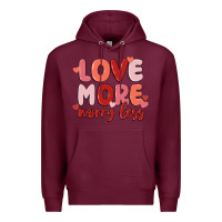 Burgundy love more worry less Premium Hoodie - MaliasSmallBusiness
