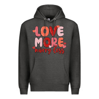 Charcoal Heather love more worry less Premium Hoodie - MaliasSmallBusiness