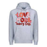 Heather Grey love more worry less Premium Hoodie - MaliasSmallBusiness