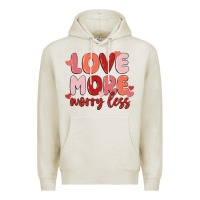 Oatmeal Heather love more worry less Premium Hoodie - MaliasSmallBusiness