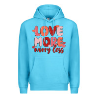 Ocean Blue love more worry less Premium Hoodie - MaliasSmallBusiness