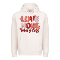 Pale Pink love more worry less Premium Hoodie - MaliasSmallBusiness