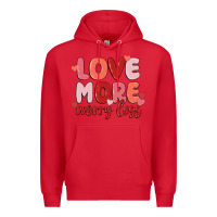 Red love more worry less Premium Hoodie - MaliasSmallBusiness