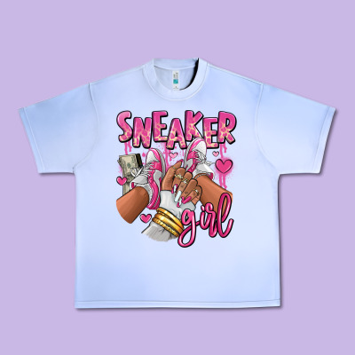 Pink And White Sneaker Girl Urban Heavy Tee Designed By Ranaportraitstore