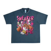 Midnight Navy Pink and white sneaker girl Urban Heavy Tee - RanaPortraitStore