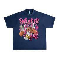 Navy Pink and white sneaker girl Urban Heavy Tee - RanaPortraitStore