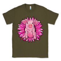 Army Green pink sunflower pig Classic Tee - RanaPortraitStore