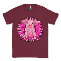 Burgundy pink sunflower pig Classic Tee - RanaPortraitStore