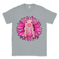Heather Grey pink sunflower pig Classic Tee - RanaPortraitStore