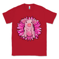 Red pink sunflower pig Classic Tee - RanaPortraitStore