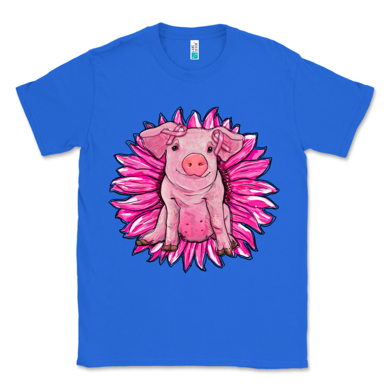 Pink Sunflower Pig Classic Tee by RanaPortraitStore | Teevron
