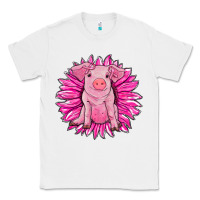 White pink sunflower pig Classic Tee - RanaPortraitStore